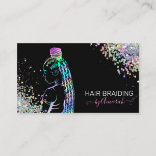 Hair Braiding Stylist Braid Salon Holographic  Bus Business Card