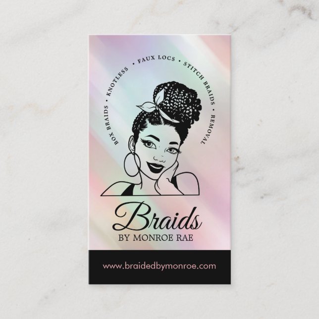 Hair Braiding Stylist Braider Braids Beauty Salon  Business Card (Front)