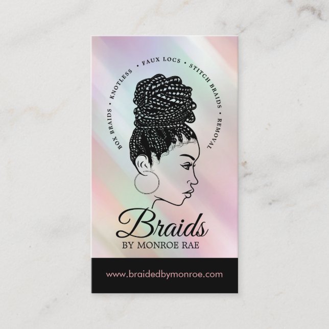 Hair Braiding Stylist Braider Braids Beauty Salon Business Card (Front)