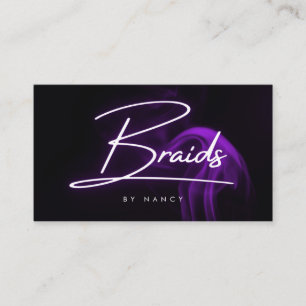 Hair Braids Purple Neon Smoke Hair Stylist Salon Business Card