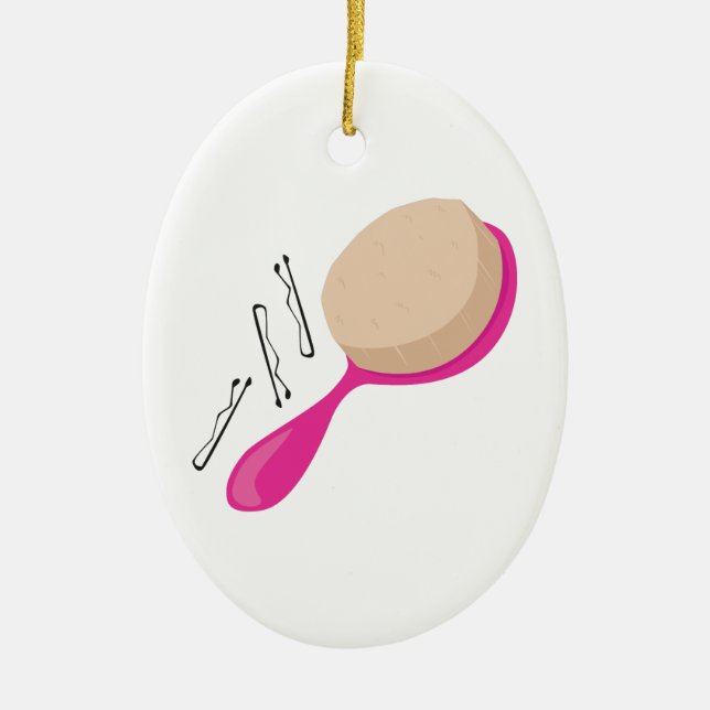 Hair Brush Ceramic Tree Decoration (Front)