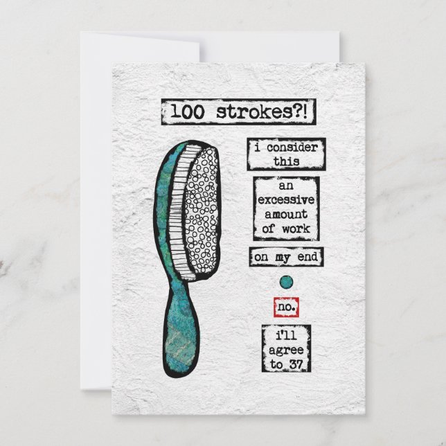 Hair Brush Contract Greeting Card - Funny Beauty (Front)