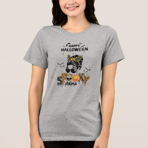 Hair Bun Happy Halloween Spooky Mama Tri-Blend Shirt
