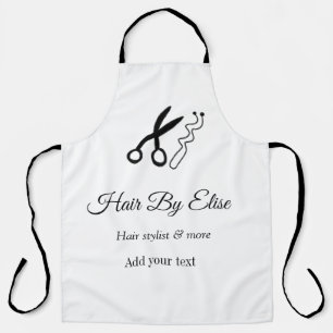 Hair by add name contact info social media website apron