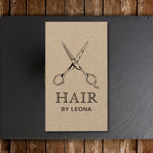 Hair By Hair Stylist Scissors Rustic Vintage Kraft Business Card