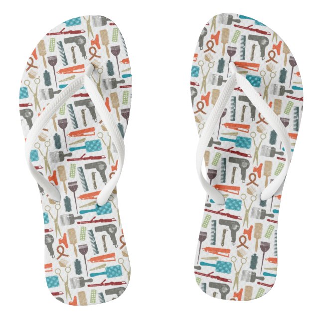 Hair Care Pattern Flip Flops (Footbed)