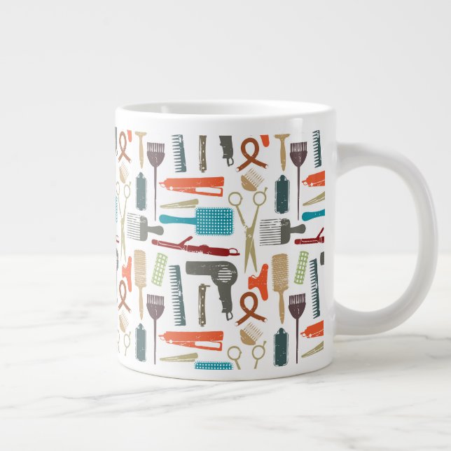 Hair Care Pattern Large Coffee Mug (Right)