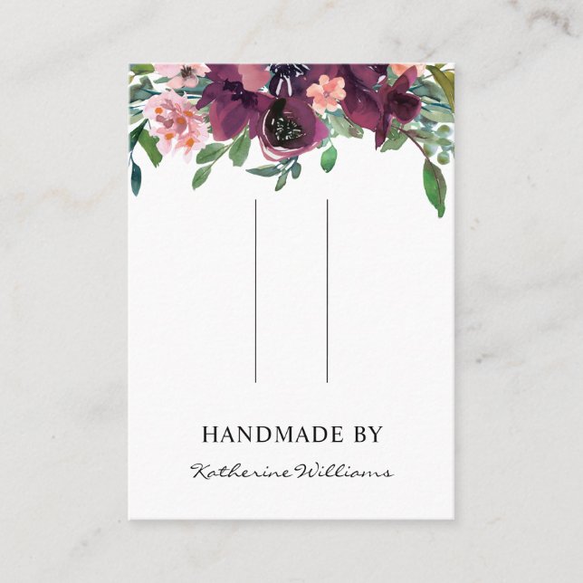 Hair Clip Barrette Display Card Watercolor Floral (Front)