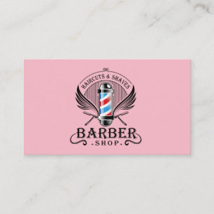 Hair Clipper   Barber Shop Pole   Pink Business Card