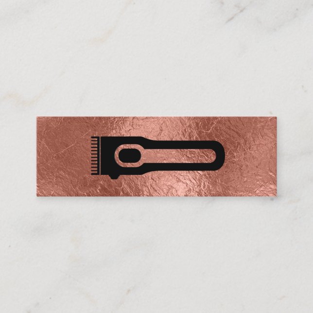 Hair Clipper | Barber Stylist | Rose Gold Foil Mini Business Card (Front)