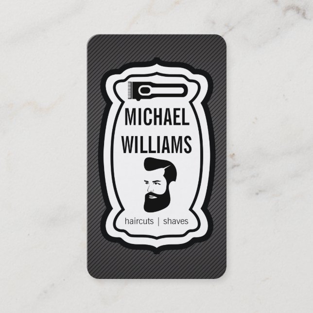 Hair Clippers | Bearded Man | Barber Business Card (Front)