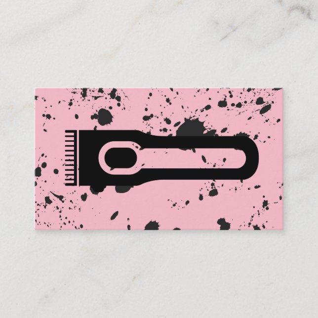 Hair Clippers Logo | Splatter Ink Business Card (Front)