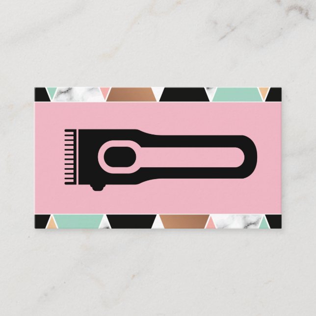 Hair Clippers | Modern Geometric Pattern Business Card (Front)