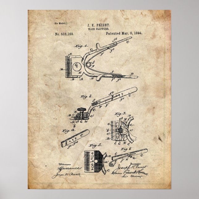 Hair Clippers Patent Poster (Front)