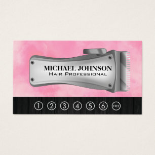 Hair Clippers   Punch Card   Pink Background 
