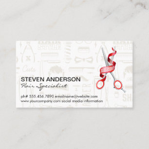 Hair Clippers Scissor   Barber Pattern   Metal Business Card