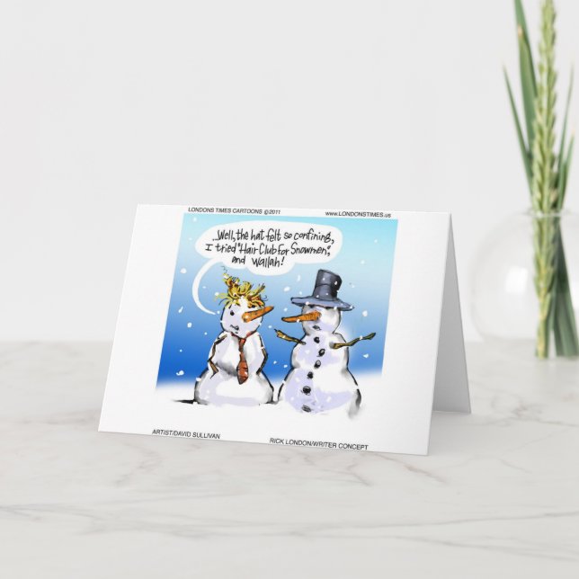 Hair Club For Snowmen Funny Christmas Holiday Card (Front)