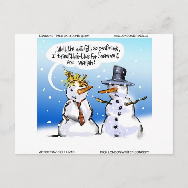 Hair Club For Snowmen Funny Christmas Holiday Postcard (Front)