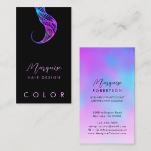 Hair Colourist Stylist Chic Iridescent and Black Business Card