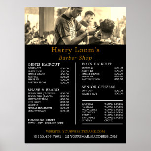 Hair Cut, Men's Barbers Price List Poster