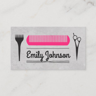 Hair Cut Pink Comb Salon Stylist Business Card