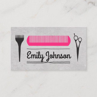 Hair Cut Pink Comb Salon Stylist Business Card