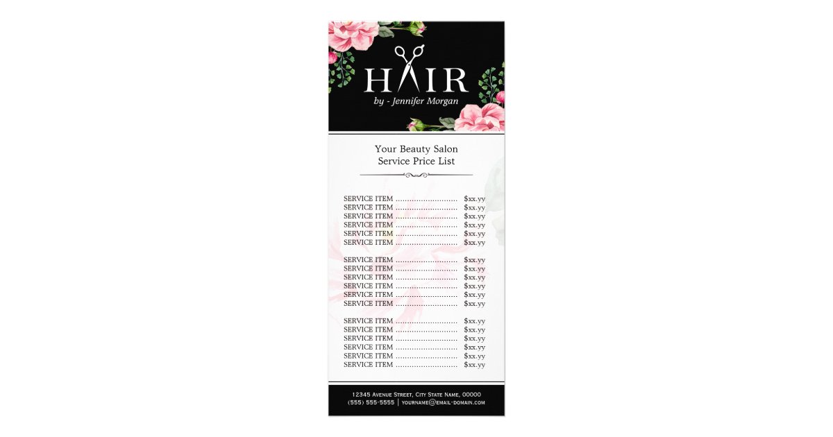 Hair Cut Scissors Logo Beautiful Floral Price List Rack ...