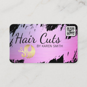 Hair Cuts   Gold Brushed   Womens Beauty Logo Business Card