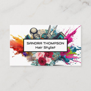 Hair Cutting Tools   Flowers   Colourful Powders Business Card