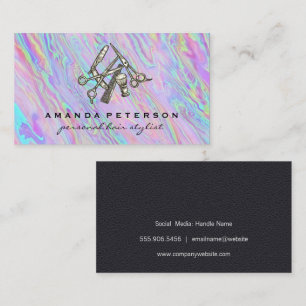 Hair Cutting Tools    Iridescent Background Business Card