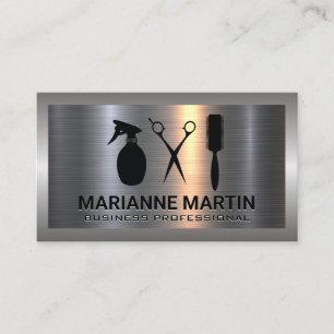 Hair Cutting Tools   Metallic Background  Business Card