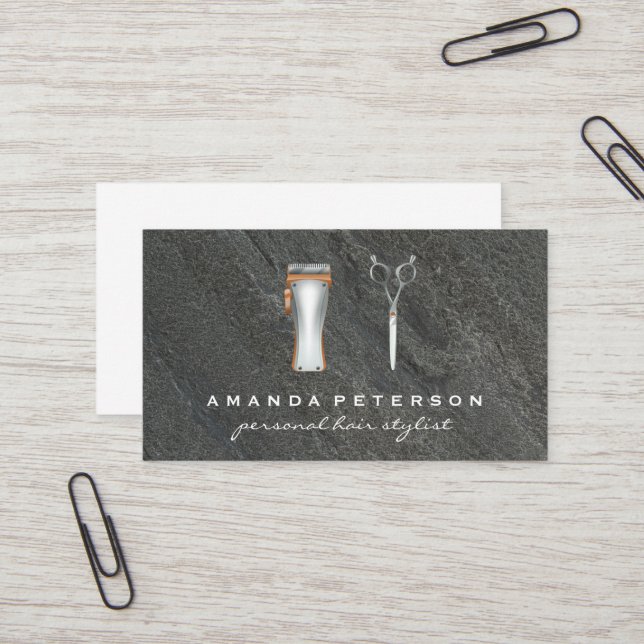 Hair Cutting Tools | Slate Business Card (Front/Back In Situ)