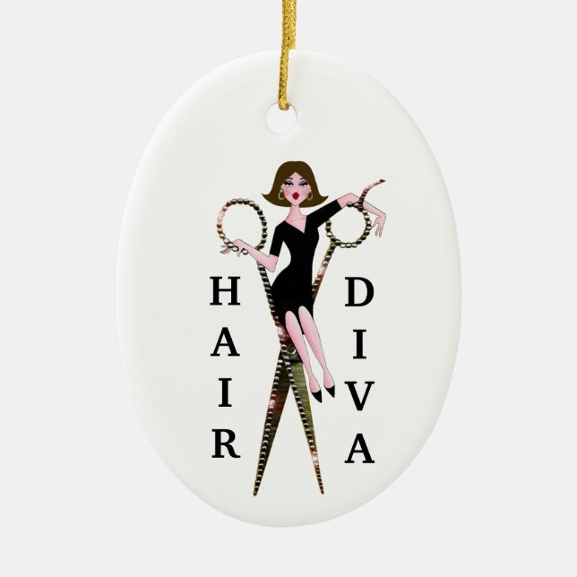 "Hair Diva" Ceramic Ornament (Front)