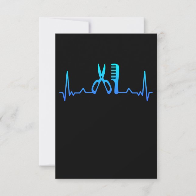 Hair Dresser Barber Heartbeat Gift Mom Thank You Card (Front)