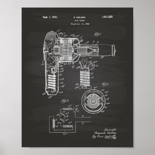 Hair Drier 1929 Patent Art Chalkboard Poster