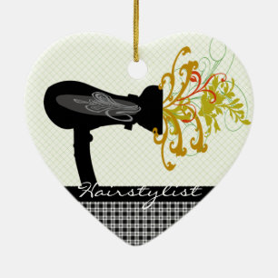 Hair Dryer Blowing  Flowers Hair Stylist Ceramic Tree Decoration