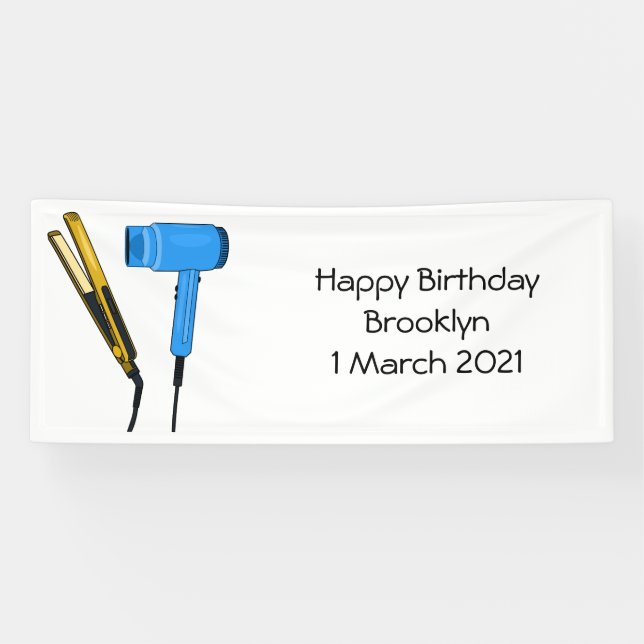 Hair dryer & hair straightener illustration banner (Horizontal)