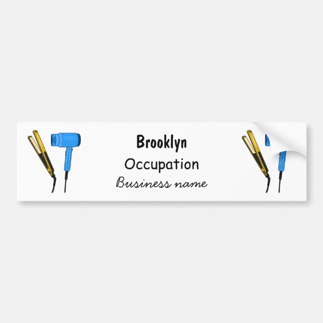 Hair dryer & hair straightener illustration bumper sticker (Front)