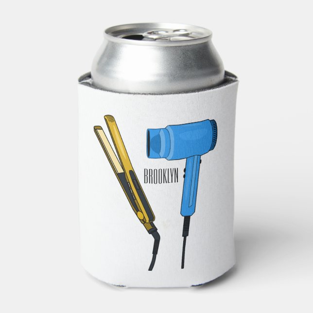 Hair dryer & hair straightener illustration can cooler (Can Front)