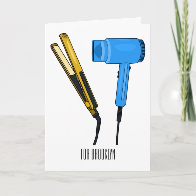 Hair dryer & hair straightener illustration card (Front)