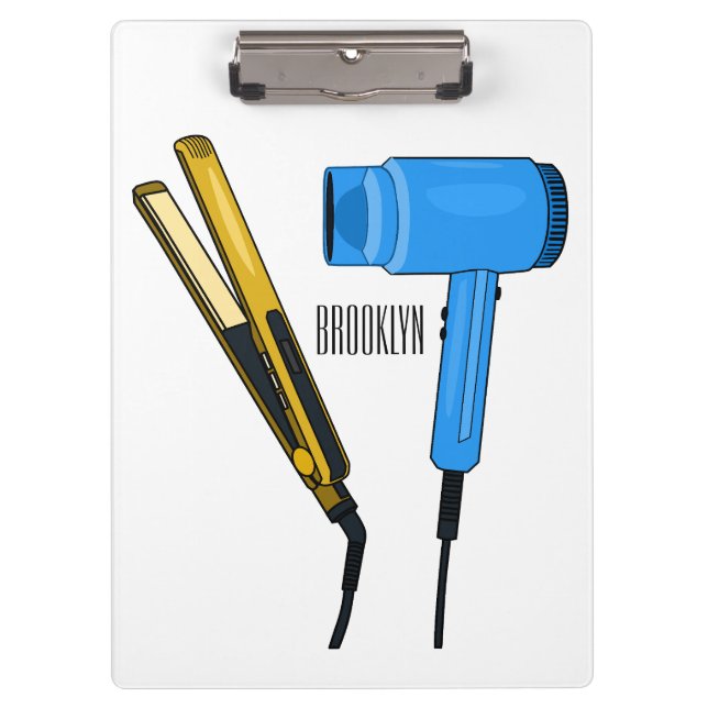 Hair dryer & hair straightener illustration clipboard (Front)