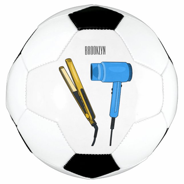 Hair dryer & hair straightener illustration football (Front)