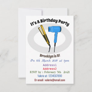 Hair dryer & hair straightener illustration invitation