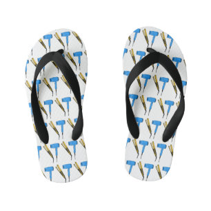 Hair dryer & hair straightener illustration kid's flip flops