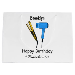 Hair dryer & hair straightener illustration large gift bag