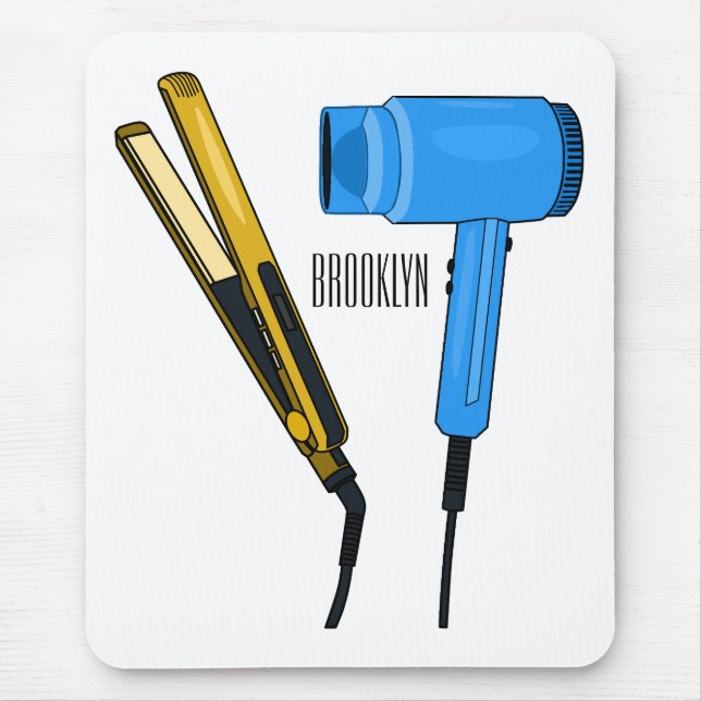 Hair dryer & hair straightener illustration mouse mat (Front)