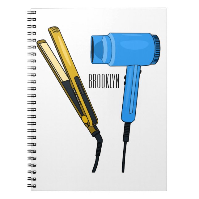 Hair dryer & hair straightener illustration notebook (Front)