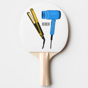 Hair dryer & hair straightener illustration ping pong paddle