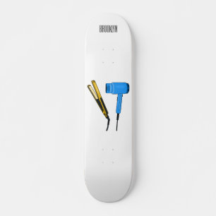 Hair dryer & hair straightener illustration skateboard
