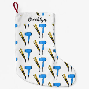 Hair dryer & hair straightener illustration small christmas stocking